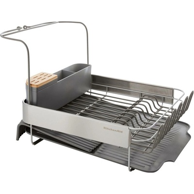 KitchenAid Rozkládací odkapávač na nádobí KitchenAid, s nástavcem na sklenice, šedý KEG896BXCGA