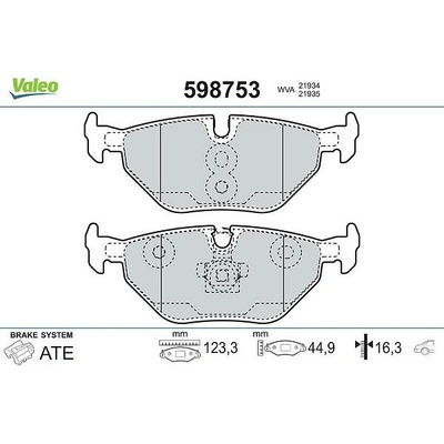 Sada brzdových destiček, kotoučová brzda VALEO 598753