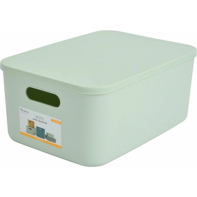 Homéa plastový úložný box s vekom 35,5 x 25,5 x 16 cm svetlozelený