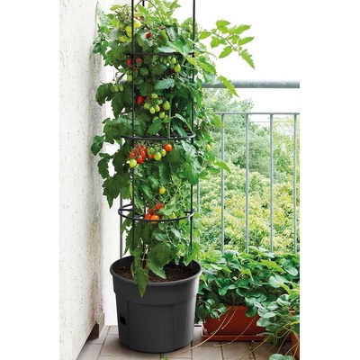Prosperplast Samozavlažovací květináč s oporou - antracit 29,5 cm
