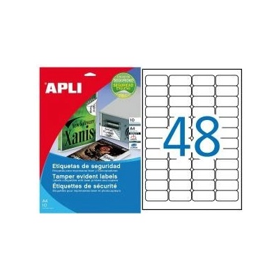 Etikety bezpečnostné APLI `šachovnicový vzor` 45,7 x 21,2 mm A4 biele 10 hárkov