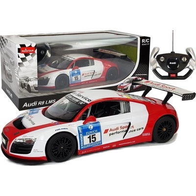 Rastar Audi R8 LMS RTR so skutočným volantom biela 1:18