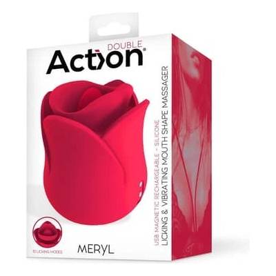 Action Meryl Licking & Vibrating Mouth Shape Rose Massager