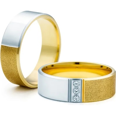 SAVICKI Сватбени халки: двуцветно злато, плоски. 6 мм