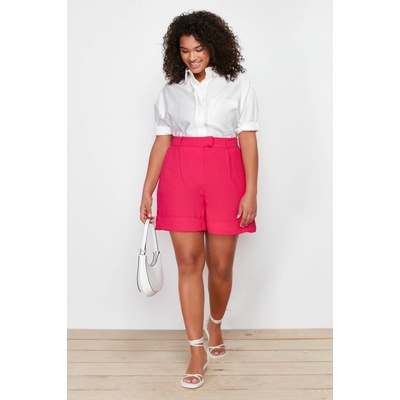 Trendyol Růžové tkané šortky Curve 8683049506249 růžová