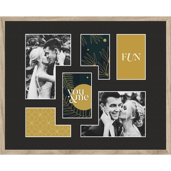 STYLER Рамка за 6 снимки Kyoto с черно паспарту 40 x 50 см бежова (RA-15124)