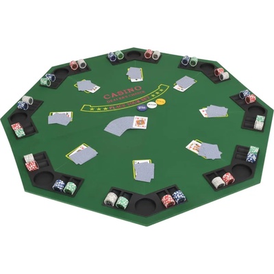 vidaXL Сгъваем покер плот за маса за 8 играчи, осмоъгълен, зелен (80209)