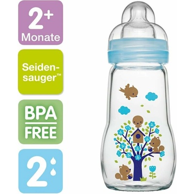 MAM láhev skleněná Feel Good modrá 260ml