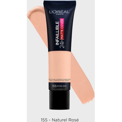 L'Oréal Paris Infallible 24H Matte Cover dlhotrvácny a zmatňujúci make-up 155 Natural Rose 30 ml