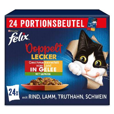 FELIX Doppelt Lecker chutná tak dobře, jak vypadá. Pochoutka v želé se zeleninou z venkova, 24 × 85 g