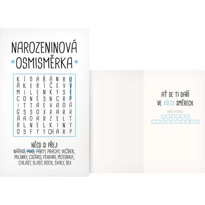 Přání MFP humorné - Osmisměrka modrá
