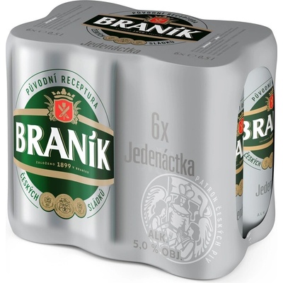 Braník Světlý Ležák 11° 6 x 0,5 l (plech)