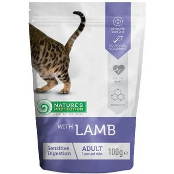 Image 1 of Nature's Protection Nature's Protection CAT Adult Sensitive Digestion With Lamb - пауч с агнешко, за чувствително храносмилане, за израснали котки, 100 гр