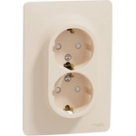 Schneider Electric SE Контакт шуко двоен моноблок цвят Крем Unica - NU206744 (NU206744)