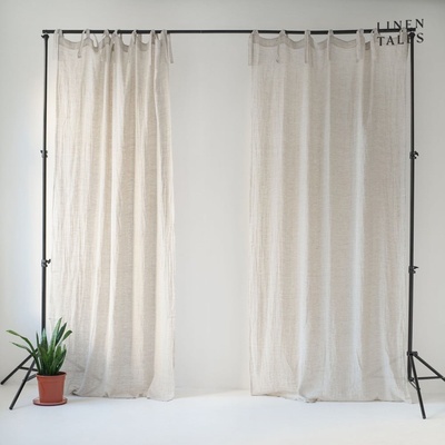 Linen Tales Béžový lněný lehký závěs s poutky Linen Tales Daytime, 250 x 130 cm
