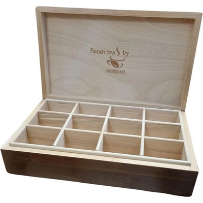 Дървена кутия за чай с 12 отделения и избор между 2 цвята