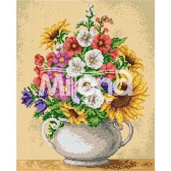 Image 1 of Milena Style Цветна ваза - Печатана Aida 14 ct с конци Ariadna
