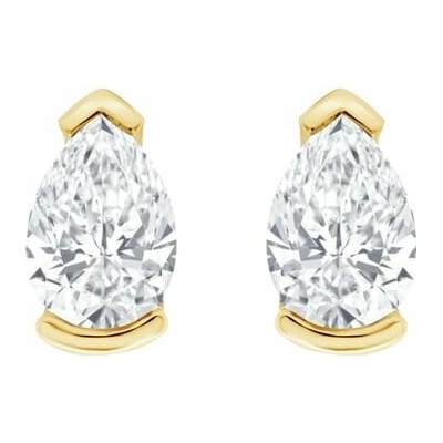Eppi Minimalistické zlaté peckové náušnice s pear lab-grown diamanty Ronja E49213