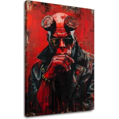 Obraz Hellboy: Pekelný bojovník | dokončené rukou umelca - 100x150 cm
