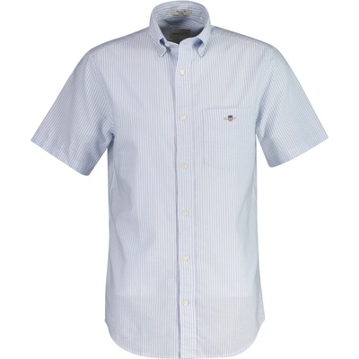 Gant Риза с къс ръкав Gant Regular Fit Striped Classic Oxford Short Sleeve Shirt - Light Blue