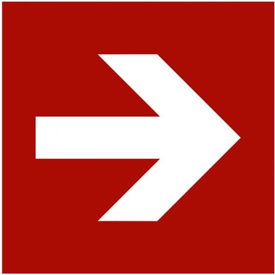 Značka Šípka rovno, ISO 3864, plast, luminiscenčná, 200 x 200 mm, 10 ks