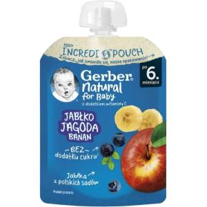 Gerber Пауч Ябълка, Боровинка и Банан 80г