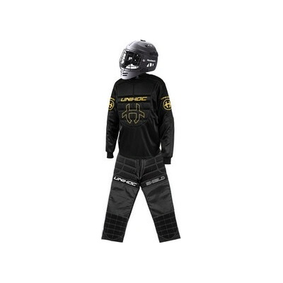 Unihoc SHIELD black set with HELMET bílá / černá / zlatá – Zboží Dáma