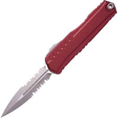 ! Microtech CYPHER II D/E APOCALYPTIC PART SERRATE MERLOT 1242-11APMR