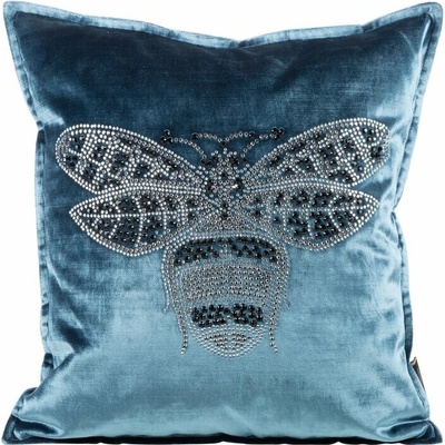 Takoy ROYAL 2 z lesklého zamatu zdobený aplikáciou s včelou z dvojfarebných kamienkov-HF-390228 45 x 45 cm