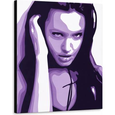 Ručne maľovaný POP Art obraz Angelina Jolie - 100x100 cm