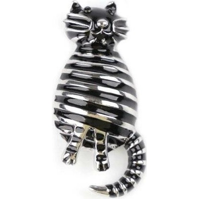 Fashion Jewelry brož kočka černá s pruhy 133547
