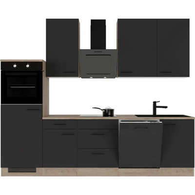 Flex-Well Kuchyňa CAPRI 280 cm/typ 2-chladnička/rúra/var.doska/digestor/umývačka