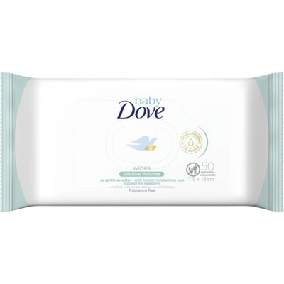 DOVE DĚTSKÉ VLHČENÉ UBROUSKY SENSITIVE FRAGRANCE FREE MOISTURE 50 KS