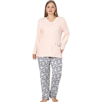 Дамска макси пижама с дълъг ръкав в цвят пудра