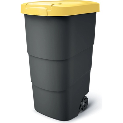 Prosperplast Wheeler antracit se žlutým víkem 110 l