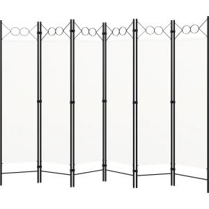 vidaXL Параван за стая, 6 панела, бял, 240x180 cм (320711)