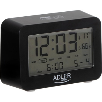 Adler Будилник с часовник Adler AD 1196, USB, 2xaa, черен (AD 1196 black)