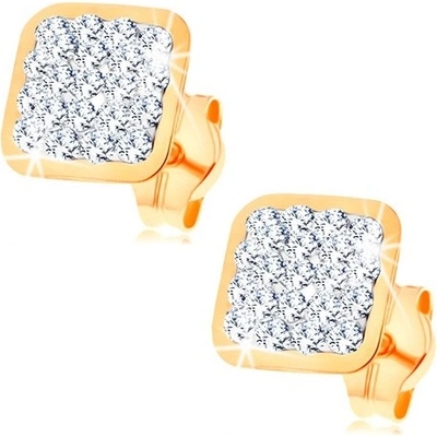 Šperky Eshop ve žlutém zlatě čtvereček vykládaný čirými krystaly Swarovski S2GG149.03