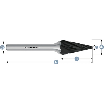 Karnasch 115095025 | M (SKM) - Kužeľová špicatá fréza HP-7 6,0x12x3-44/22° mm, povlakované
