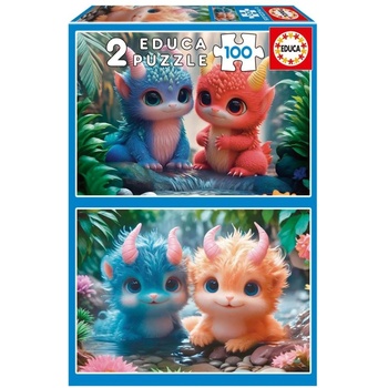 Educa Детски пъзел 2 в 1 Educa - Сладки чудовища, 2 x 100 части (EDU20224)