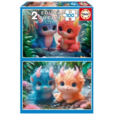 Educa Детски пъзел 2 в 1 Educa - Сладки чудовища, 2 x 100 части (EDU20224)