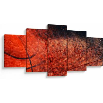 Obraz - Basketbalový míč, pětidílný 150x80 cm – Hledejceny.cz