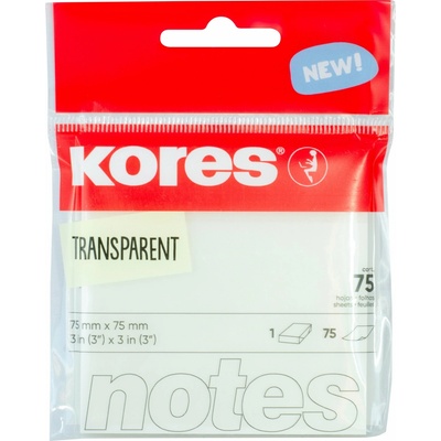 KORES 75 x 75 mm, 75 lístků, transparentní (48187)