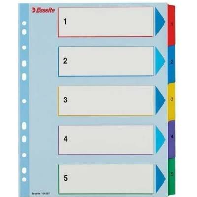 Zesílené rejstříky "Standard", popisovatelná titulní str., mix barev, karton, A4 Maxi, 1-5, E