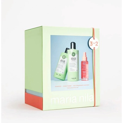 Maria Nila Structure Repair Holiday šampon pro poškozené vlasy 350 ml + kondicionér 300 ml + vůně do vlasů 100 ml dárková sada