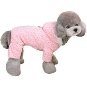 Tiger`s Heart Зимен гащеризон за кучета с качулка - розов леопард