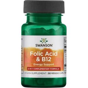 Swanson Folic Acid & B12 [30 капсули]