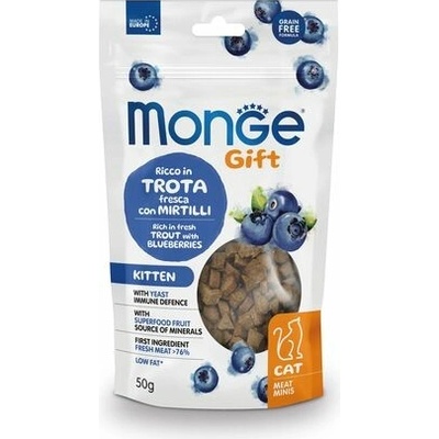 Monge Gift Meat Minis Kitten pstruh čučoriedka 50 g