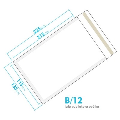 Bílá bublinková obálka B/12 vnitřní rozměr 115x215 mm