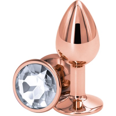 NS Novelties Rear Assets Rose Gold Buttplug Small Clear